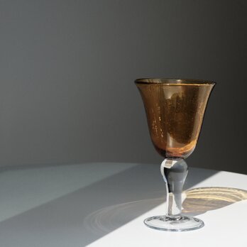 アメリカ製 / ヴィンテージゴブレット/ ガラスベース / アンバー