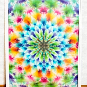 タイダイ染め タペストリー 曼荼羅 額入り ポスターサイズ 600×900 HD25-47