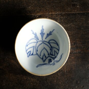 桐の文様◆花とリーフ。時代染付深鉢　碗　骨董/antiques　古道具　古民家　大正時代