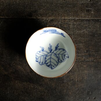 桐の文様◆側面はブラウン。時代染付深鉢　碗　骨董/antiques　古道具　古民家　大正時代