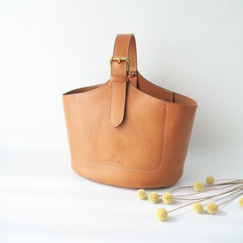 ＊革好きさんにおすすめ＊ワンハンドルバスケットトート（キャメル）