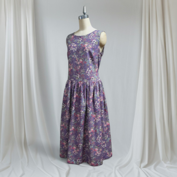 綿麻ノースリーブワンピース(モーブ）