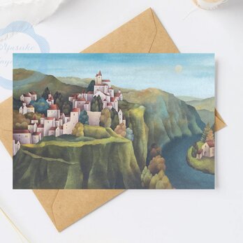 （77）お城のある町の風景　ポストカード　3枚セット