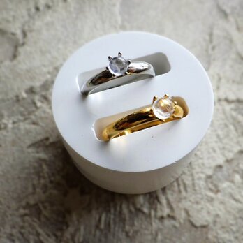 天然石の指輪 ■ ラウンドカボション 4mm ■ ホワイトラブラドライト