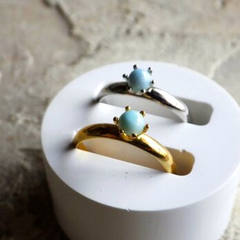 天然石の指輪 ■ ラウンドカボション 4mm ■ ラリマー