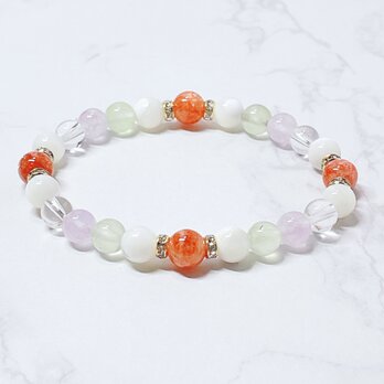 ✦頑張ってきた自分へのご褒美として♪誕生日・退職祝いにも◎ パワーストーンブレスレット｜マイカストーン・プレナイトNo.850