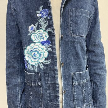白薔薇のデニムジャケット