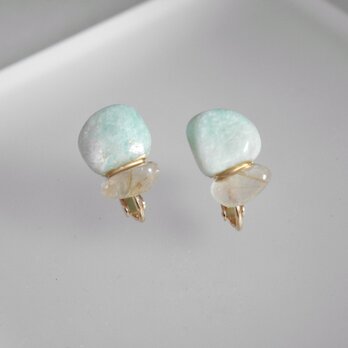 ［天然石の金継ぎイヤリング］アマゾナイト×ルチルクォーツ