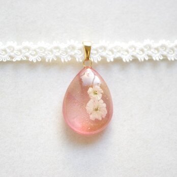 【受注製作】レジンアート　ドロップモチーフとタティングレースとサテンリボンのチョーカー〈ただ、恋に落ちて〉