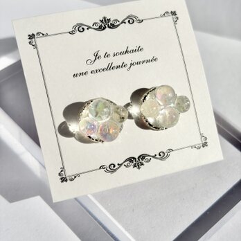 白宵| クリア　ピアス　イヤリング　春　透明感　大人可愛い　フォーマル　レジン　シルバー