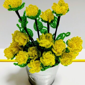 ビーズフラワー黄色のミニバラ