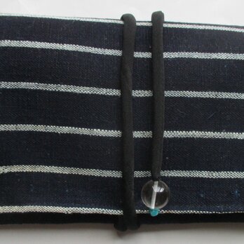 ８６２８　唐桟縞の着物で作った和風財布・ポーチ　