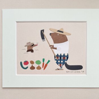 「今日の収穫」切り紙原画作品