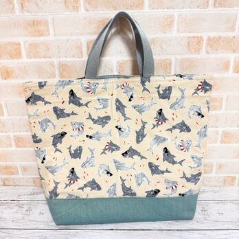 大きいレッスンバッグ(裏キルト)　【サメ】