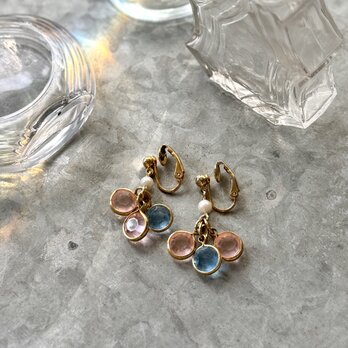 YA235-【 AVON 】エイボン・ヴィンテージイヤリング 1980s Pink Light Blue Crystal