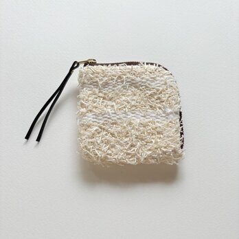 ホワイトボーダー手織りカードポーチ　コインケース