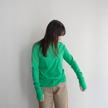 seamless cotton/thumb hole top/island green/size1.2