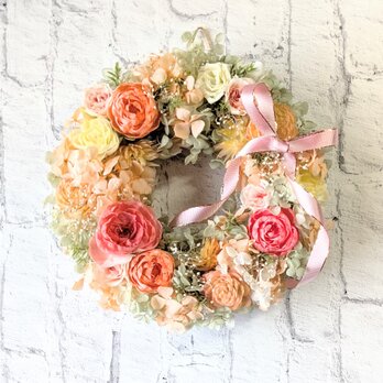 プリザーブドローズいっぱいのリース（サーモンピンク）[a20261010]