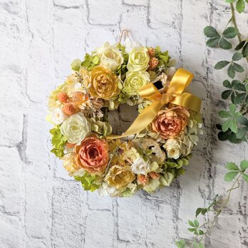 プリザーブドローズいっぱいのリース（オレンジイエロー）[a20261011]