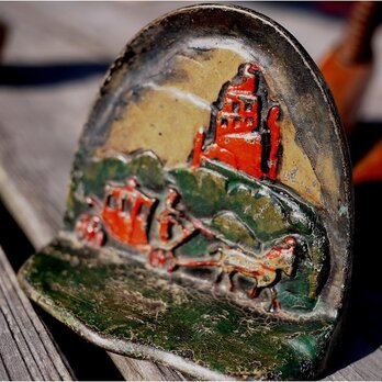 古い鉄ドアストッパー　ROYAL MAIL 郵便馬車　アイアン　アンティーク