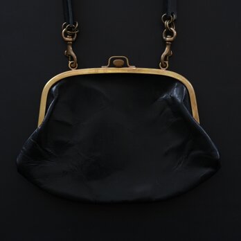 【new】レザーショルダーポーチ ＜鹿革 black＞ ｜SLAO-02S