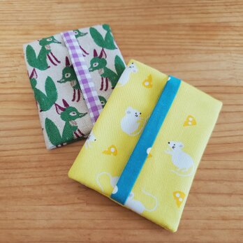 まとめて2個！子供用⭐️ミニポケットティッシュケース キッズ用 ネズミ キツネ