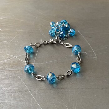 Vintage 00s USA retro blue glass bears bracelet