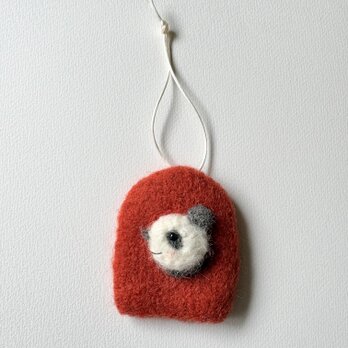 大人パンダのキーケース　ブラッドオレンジ