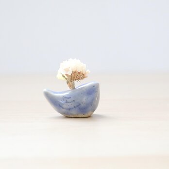小鳥の花挿しオブジェ シーブルー ＊ ドライフラワー付き