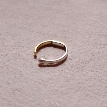 シルバー×真鍮 フラットアシンメトリー イヤーカフ