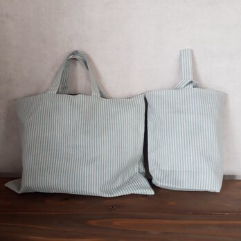 【入園・入学】入園バッグ２点セット：水色ストライプ【0545】