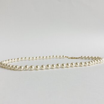 ガラスパールオールノットネックレス/6mm約42cm/ホワイトベージュ/G/made in japan