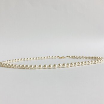 ガラスパールオールノットミディアムネックレス/6mm約50cm/ホワイトベージュ/G/made in japan