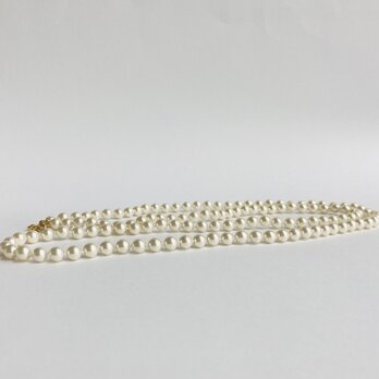 ガラスパール2Wayオールノットロングネックレス/6mm約90cm/ホワイトベージュ/G/made in japan