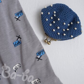 ばあば ⋱ 飛び飛び勾玉ビーズの編みがま口（ruridot・C1797）