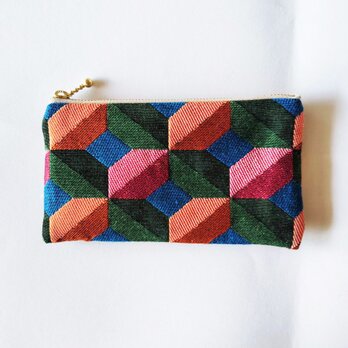 フランス生地　彩の万華鏡ポーチ（MS)　コスメ入れ　鍵入れ　カード入れ　薬入れの