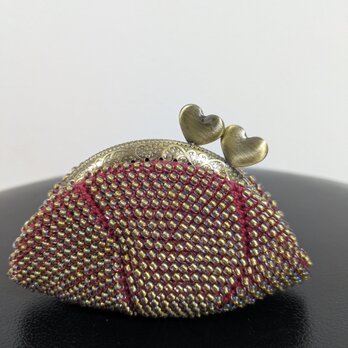 45*ハンドメイド☆ビーズがま口☆コインケース☆ワイン×ゴールド