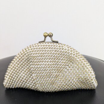 48*ハンドメイド☆ビーズがま口☆コインケース☆ホワイト×ゴールド