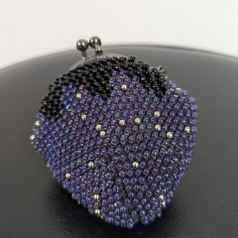 54*ハンドメイド☆ビーズがま口☆コインケース☆いちご☆パープル