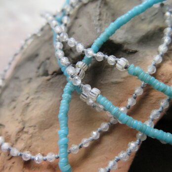 アンティーク　糸　グーズベリー　＆　ジルコン　水色　ネックレス　百世 momotose（東）