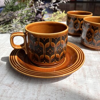 【A】こっくりクラシカルなカップ&ソーサー＊ホーンジー／Hornsea／HEIR LOOM　エアルーム／オータムブラウン