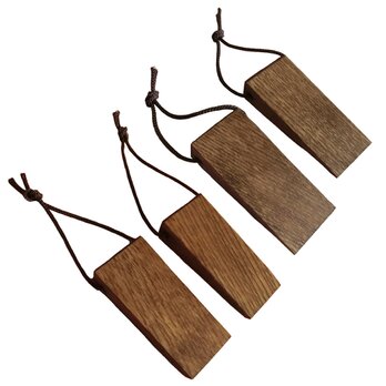 ドアストッパー ミニ ブラウン ② ドア止め 木製 4こセット くさび ウッドロック 楢無垢材 幅4奥行8.5高さ1.8(cm)