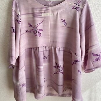 羽織リメイク　胸した切り替えチュニック