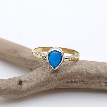 スリーピングビューティー・ターコイズのリング　9号 ～真鍮と銀の指輪～　天然石アクセサリー　一点物