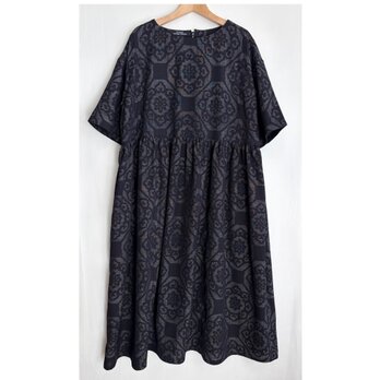 着物リメイク小千谷紬のワンピース