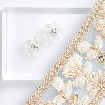 透花-Silver-| 春ピアス　透明感　大人可愛い　シンプル　イヤリング　お花