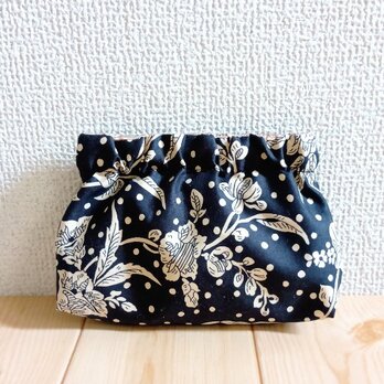 リバティ　バネ口ポーチ　12cm口金　マロリー　ブラック　645