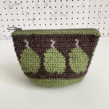 WOOL!洋なしのポーチ*グリーン×ブラウン