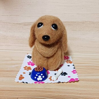 羊毛フェルト 上目使いの可愛い！クリームダックス 手のひらサイズ　餌付き