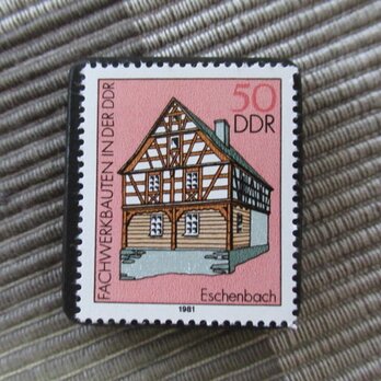 ドイツ　伝統家屋切手ブローチ10807